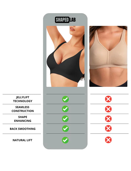 Comfort-Lift Bra V-Neck Design - Wireless & Seamless